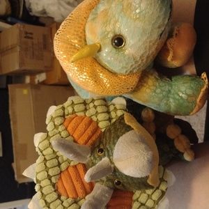 Dinosaur Triceratops couple.